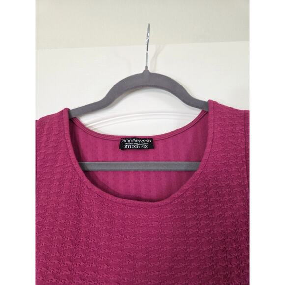 Papermoon Stitch Fix Sleeveless Fit Flare Textured Pink Cutout Mini Dress Large - Picture 4 of 12